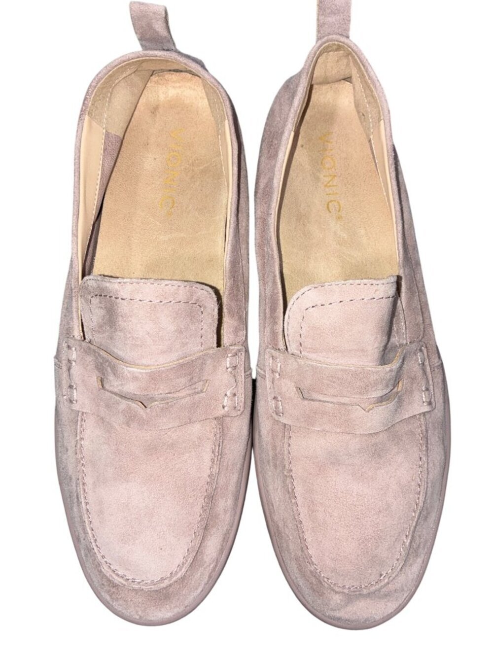 Vionic Uptown taupe Mauve undertones Suede Loafers Lug Sole Comfort Slip-On 9.5
